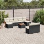 Gartensofa-Set 10-teilig mit schwarzen synthetischen Rattankissen von , Gartensets - Ref: Foro24-3228058, Preis: 555,15 €, Ra...