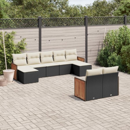 8-teiliges Gartensofa-Set und schwarze synthetische Rattankissen von , Gartensets - Ref: Foro24-3228079, Preis: 573,08 €, Rab...