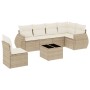 Set of 7-piece garden sofas and beige synthetic rattan cushions by , Garden sets - Ref: Foro24-3253775, Price: 584,99 €, Disc...