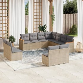 Set de sofás de jardín 11pzas con cojines ratán sintético beige de , Conjuntos de jardín - Ref: Foro24-3258489, Precio: 723,9...