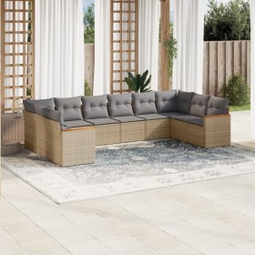 Set Gartensofas mit beigen Kissen 10 Stück synthetisches Rattan von , Gartensets - Ref: Foro24-3258727, Preis: 667,99 €, Raba...