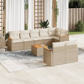 Set de sofás de jardín 9 pzas con cojines ratán sintético beige de , Conjuntos de jardín - Ref: Foro24-3258558, Precio: 678,9...