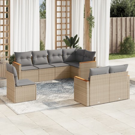 Garden sofa set with beige cushions, 8 pieces, PE rattan. by , Garden sets - Ref: Foro24-3258566, Price: 608,70 €, Discount: %