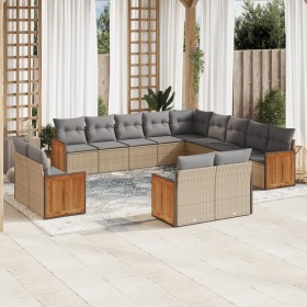 Set sofás de jardín con cojines 13 pzas ratán sintético beige de , Conjuntos de jardín - Ref: Foro24-3260610, Precio: 1,00 €,...