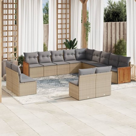 Set Gartensofas mit Kissen 13 Stück synthetisches Rattan beige von , Gartensets - Ref: Foro24-3260568, Preis: 871,26 €, Rabat...