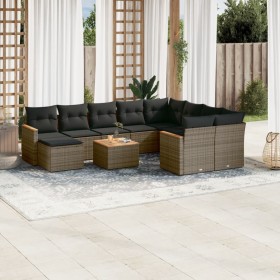 Garden sofa set 11 pieces and gray synthetic rattan cushions by , Garden sets - Ref: Foro24-3258966, Price: 684,59 €, Discoun...