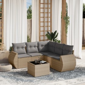 Garden sofa set with 6-piece synthetic rattan beige cushions by , Garden sets - Ref: Foro24-3221358, Price: 429,99 €, Discoun...