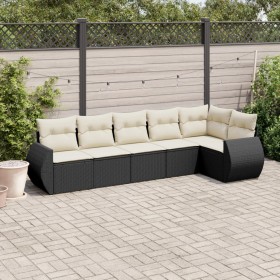 Set aus 6-teiligen Gartensofas und Kissen Kunstrattan schwarz von , Gartensets - Ref: Foro24-3221385, Preis: 437,60 €, Rabatt: %