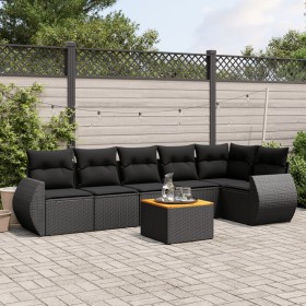 7-teiliges Garten-Esszimmerset und Kissen synthetisches Rattan schwarz von , Gartensets - Ref: Foro24-3225012, Preis: 449,21 ...