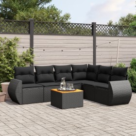 7-teiliges Garten-Esszimmerset und Kissen synthetisches Rattan schwarz von , Gartensets - Ref: Foro24-3225019, Preis: 449,21 ...