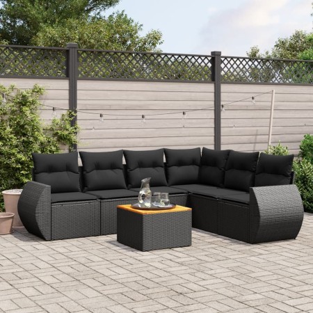 7-piece garden dining set with black synthetic rattan cushions by , Garden sets - Ref: Foro24-3225019, Price: 465,97 €, Disco...