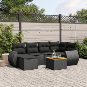 7-teiliges Garten-Esszimmerset und Kissen synthetisches Rattan schwarz von , Gartensets - Ref: Foro24-3225103, Preis: 429,33 ...