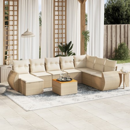 Set de sofás de jardín 9 pzas con cojines ratán sintético beige de , Conjuntos de jardín - Ref: Foro24-3225141, Precio: 757,7...