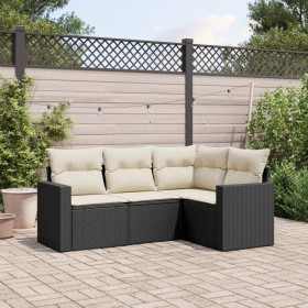 Set mit 4 Gartensofas mit Kissen Kunstrattan schwarz von , Gartensets - Ref: Foro24-3218896, Preis: 288,44 €, Rabatt: %