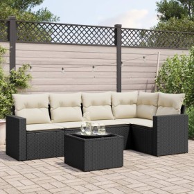 Set aus 6-teiligen Gartensofas und Kissen Kunstrattan schwarz von , Gartensets - Ref: Foro24-3218926, Preis: 405,59 €, Rabatt: %