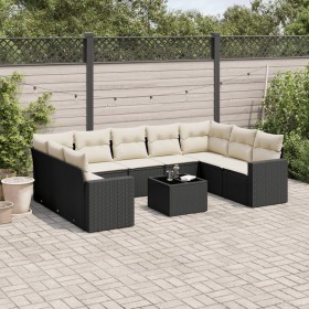 Set de sofás de jardín 10 pzas cojines ratán sintético negro de , Conjuntos de jardín - Ref: Foro24-3219396, Precio: 619,07 €...