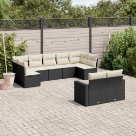 Set aus 8-teiligen Gartensofas und Kissen Kunstrattan schwarz von , Gartensets - Ref: Foro24-3219406, Preis: 562,46 €, Rabatt: %