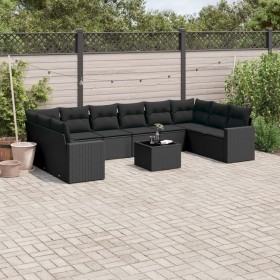 Garden sofa set 11 pieces and black synthetic rattan cushions by , Garden sets - Ref: Foro24-3219465, Price: 693,31 €, Discou...