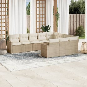 Gartensofa-Set mit beigen Kissen, 10-teilig, synthetisches Rattan von , Gartensets - Ref: Foro24-3219478, Preis: 825,99 €, Ra...