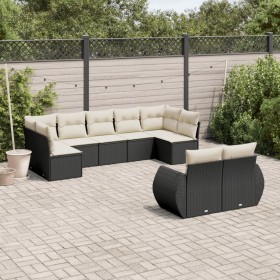 Set aus 8-teiligen Gartensofas und Kissen Kunstrattan schwarz von , Modulare Sofas für den Außenbereich - Ref: Foro24-3221815...