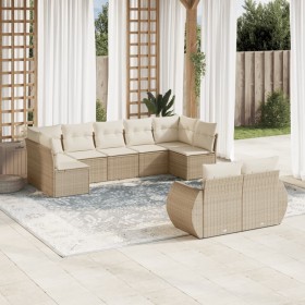 Set de sofás de jardín 9 pzas con cojines ratán sintético beige de , Sofás modulares de exterior - Ref: Foro24-3221817, Preci...