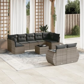 Garden sofa set 10 pieces with gray synthetic rattan cushions by , Modular outdoor sofas - Ref: Foro24-3221829, Price: 697,94...