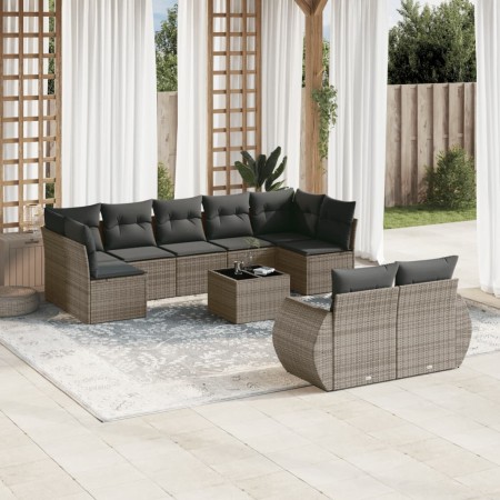 Set mit 10 Gartensofas mit Kissen synthetisches Rattangrau von , Modulare Sofas für den Außenbereich - Ref: Foro24-3221829, P...