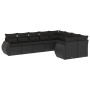 Set aus 8-teiligen Gartensofas und Kissen Kunstrattan schwarz von , Modulare Sofas für den Außenbereich - Ref: Foro24-3221834...