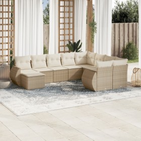 Juego de sofás jardín con cojines beige 10 pzas ratán sintético de , Sofás modulares de exterior - Ref: Foro24-3221857, Preci...