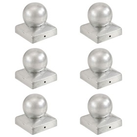 Tapas para postes 6 uds metal galvanizado globo final 71x71 mm de vidaXL, Accesorios para rejas y vallas - Ref: Foro24-145497...