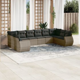 Set de sofás de jardín 10 pzas con cojines ratán sintético gris de , Sofás modulares de exterior - Ref: Foro24-3221869, Preci...