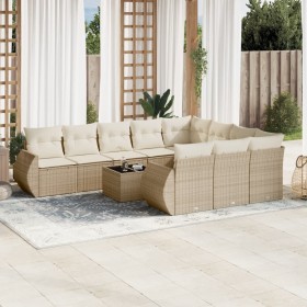 Set von 11-teiligen Gartensofas mit beigen Kissen aus synthetischem Rattan von , Modulare Sofas für den Außenbereich - Ref: F...