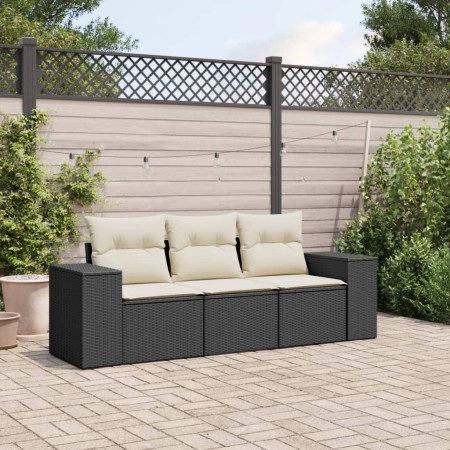 Garden sofa set with 3-piece black synthetic rattan cushions by , Modular outdoor sofas - Ref: Foro24-3222255, Price: 234,35 ...