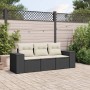 Set Gartensofas mit Kissen 3 Stück synthetisches Rattan schwarz von , Modulare Sofas für den Außenbereich - Ref: Foro24-32222...