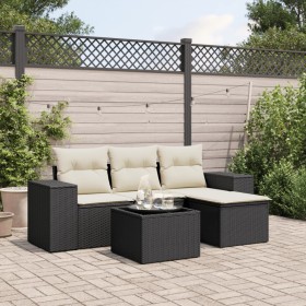 5-piece garden furniture set with black synthetic rattan cushions by , Modular outdoor sofas - Ref: Foro24-3222475, Price: 34...