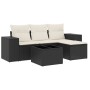 Set de muebles de jardín 5 pzas y cojines ratán sintético negro de , Sofás modulares de exterior - Ref: Foro24-3222475, Preci...