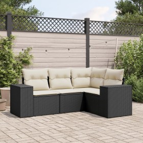 Set mit 4 Gartensofas mit Kissen Kunstrattan schwarz von , Modulare Sofas für den Außenbereich - Ref: Foro24-3222505, Preis: ...