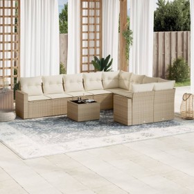 Garden sofa set with beige cushions 10 pieces synthetic rattan by , Modular outdoor sofas - Ref: Foro24-3251785, Price: 882,6...