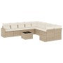 11-teiliges Gartensofa-Set mit beigen synthetischen Rattankissen von , Modulare Sofas für den Außenbereich - Ref: Foro24-3251...