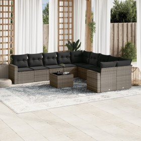 Set de sofás de jardín 11 pzas y cojines ratán sintético gris de , Sofás modulares de exterior - Ref: Foro24-3251857, Precio:...