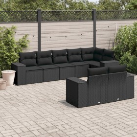 Set aus 8-teiligen Gartensofas und Kissen Kunstrattan schwarz von , Gartensets - Ref: Foro24-3222814, Preis: 634,75 €, Rabatt: %