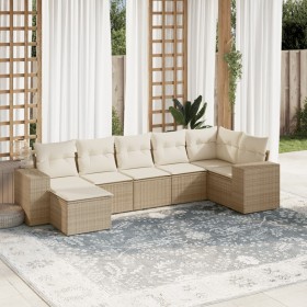 Set of 7-piece garden sofas and beige synthetic rattan cushions by , Garden sets - Ref: Foro24-3222877, Price: 548,64 €, Disc...