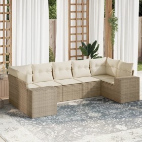 Set of 7-piece garden sofas and beige synthetic rattan cushions by , Garden sets - Ref: Foro24-3222987, Price: 632,61 €, Disc...