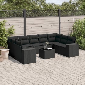 Set de sofás de jardín 10 pzas cojines ratán sintético negro de , Conjuntos de jardín - Ref: Foro24-3223004, Precio: 675,39 €...