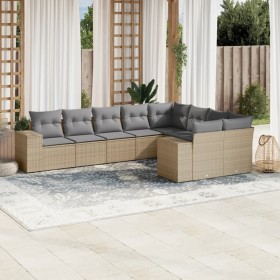 Set de sofás de jardín 9 pzas con cojines ratán sintético beige de , Conjuntos de jardín - Ref: Foro24-3223038, Precio: 613,9...