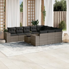 Garden sofa set 11 pieces and gray synthetic rattan cushions by , Garden sets - Ref: Foro24-3223099, Price: 750,79 €, Discoun...