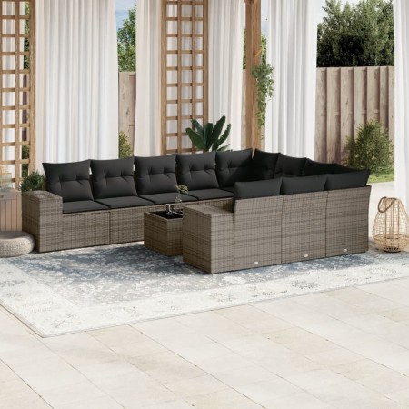 Garden sofa set 11 pieces and gray synthetic rattan cushions by , Garden sets - Ref: Foro24-3223099, Price: 724,26 €, Discoun...