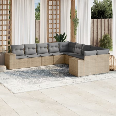 Set Gartensofas mit beigen Kissen 10 Stück synthetisches Rattan von , Gartensets - Ref: Foro24-3223108, Preis: 692,51 €, Raba...