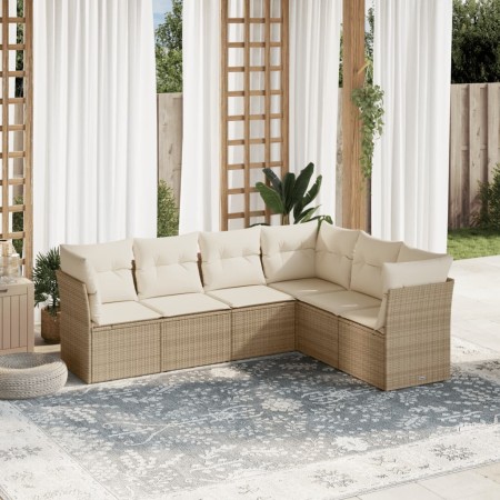 Garden sofa set with 6-piece synthetic rattan beige cushions by , Garden sets - Ref: Foro24-3249517, Price: 409,34 €, Discoun...