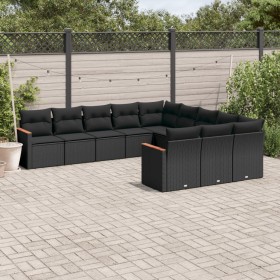 Set mit 11 Stück Gartensofas und Kissen synthetisches Rattan schwarz von , Gartensets - Ref: Foro24-3258828, Preis: 741,65 €,...